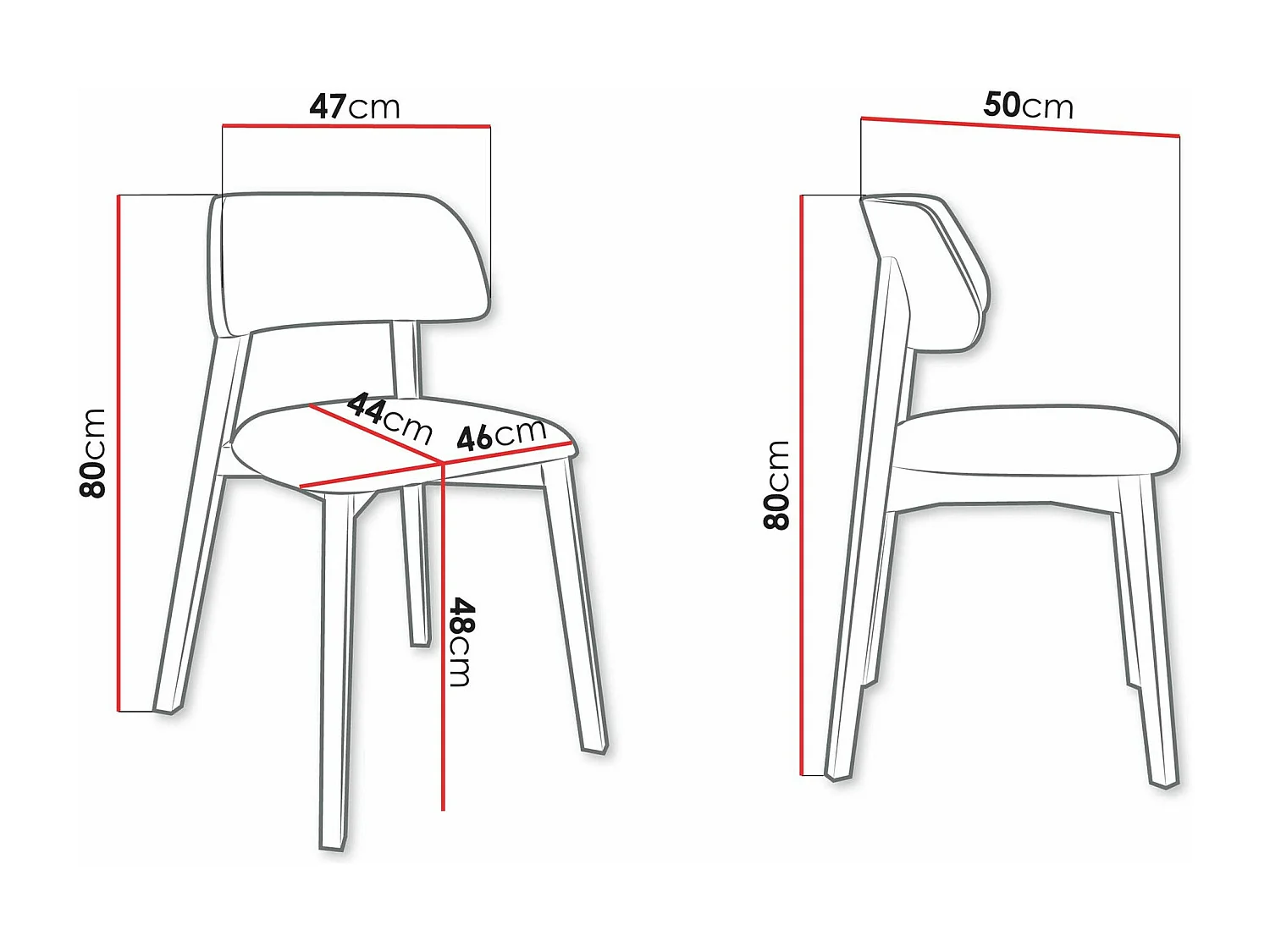 Silla Jackson 112, 80x47x50cm, Tapiz, De madera, Madera