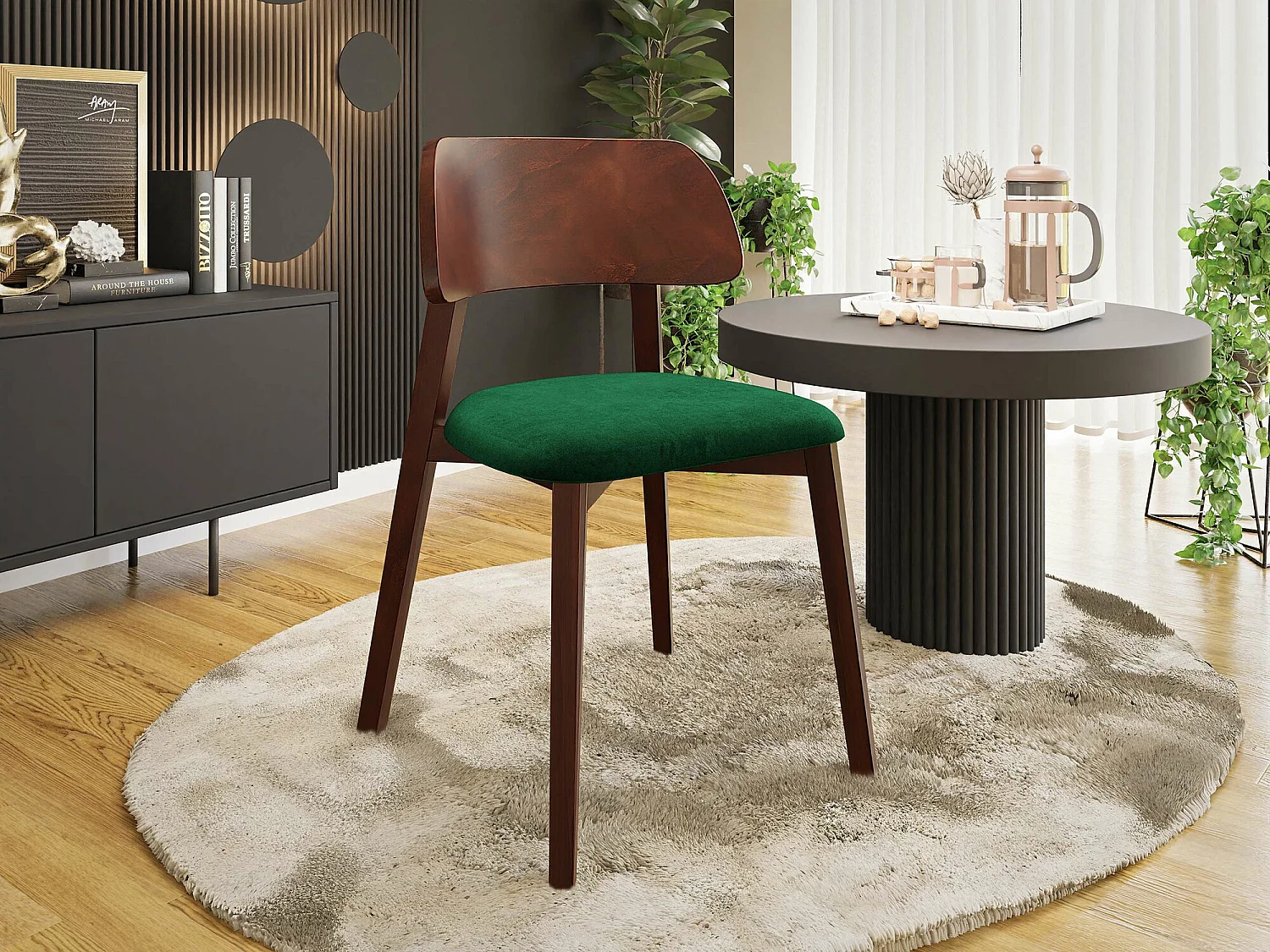 Chaise Jackson 112, 80x47x50cm, Tapisserie, En bois, Bois