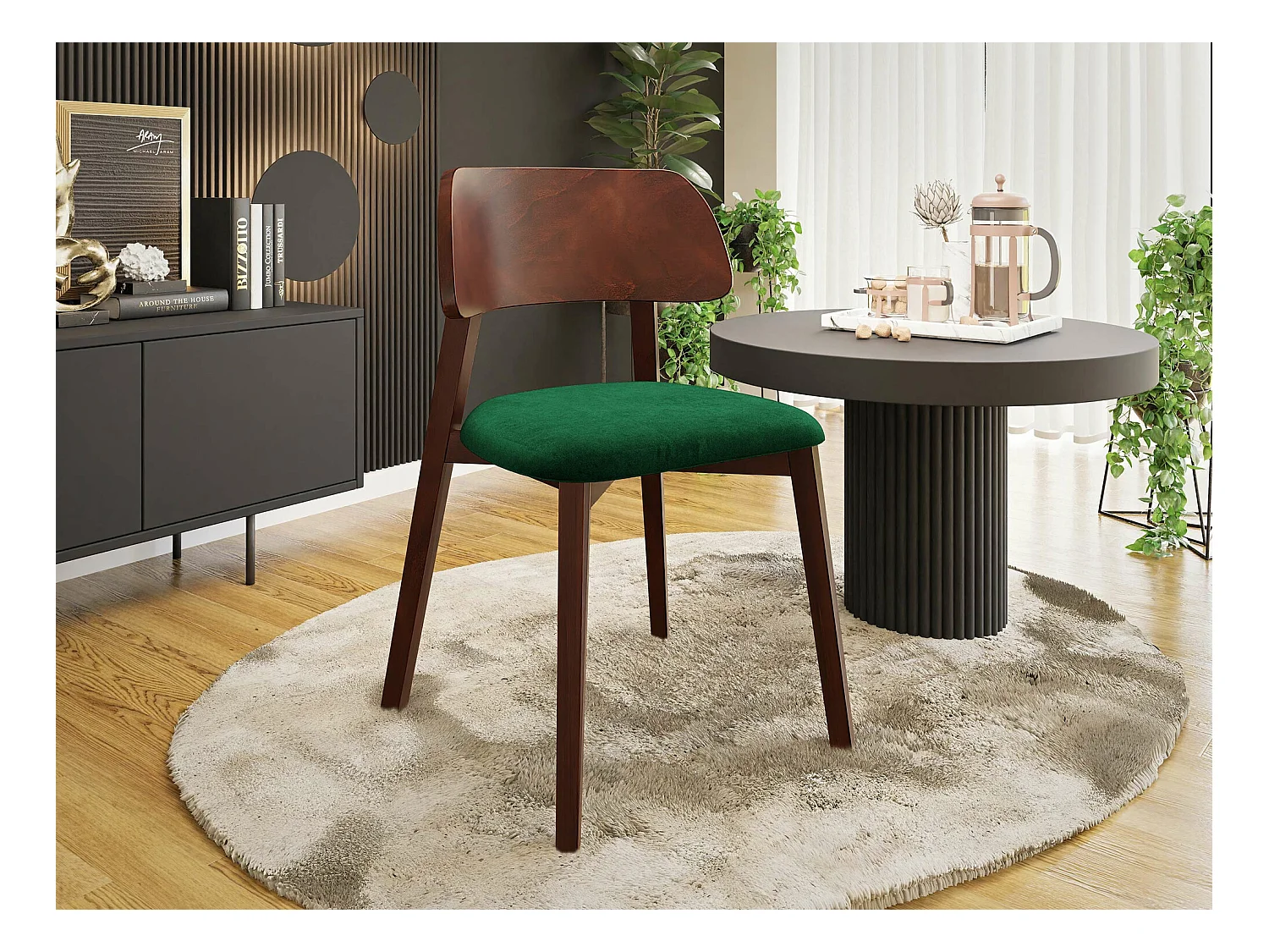 Sedia Jackson 112, 80x47x50cm, Arazzo, Di legno, Legno