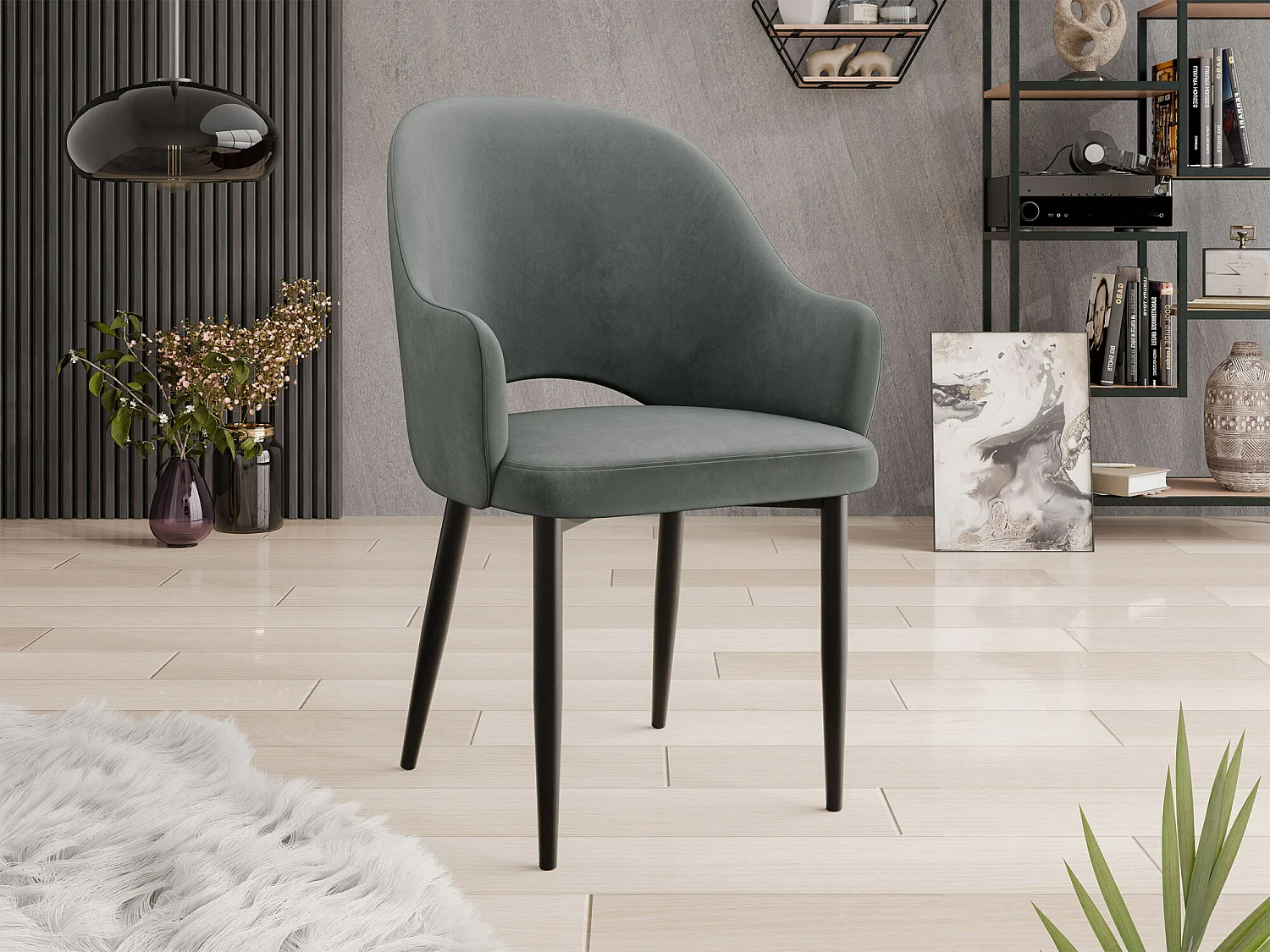 Chaise Jackson 116, 87x56x60cm, Tapisserie, Métallique, Stratifié