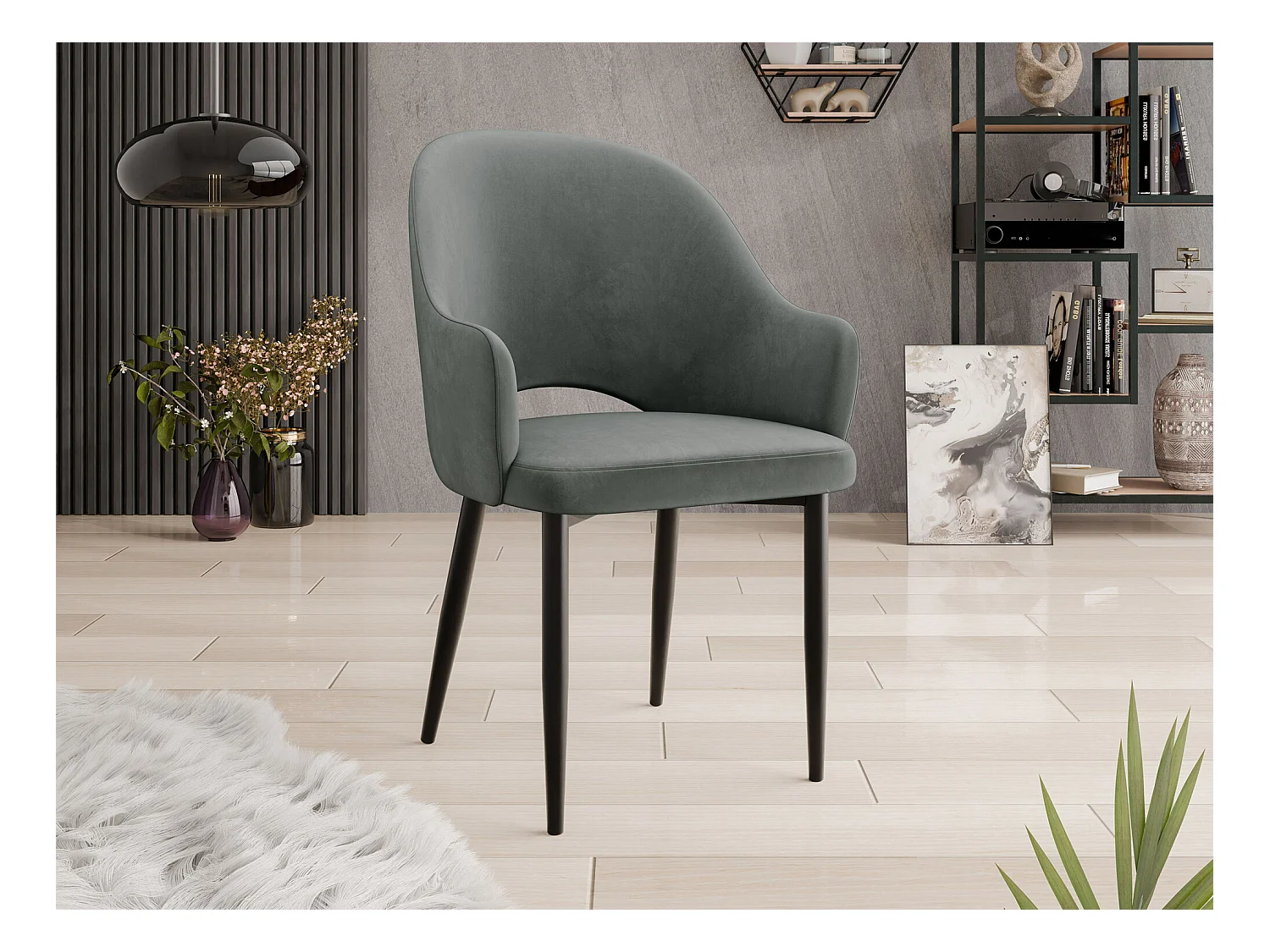 Chaise Jackson 116, 87x56x60cm, Tapisserie, Métallique, Stratifié