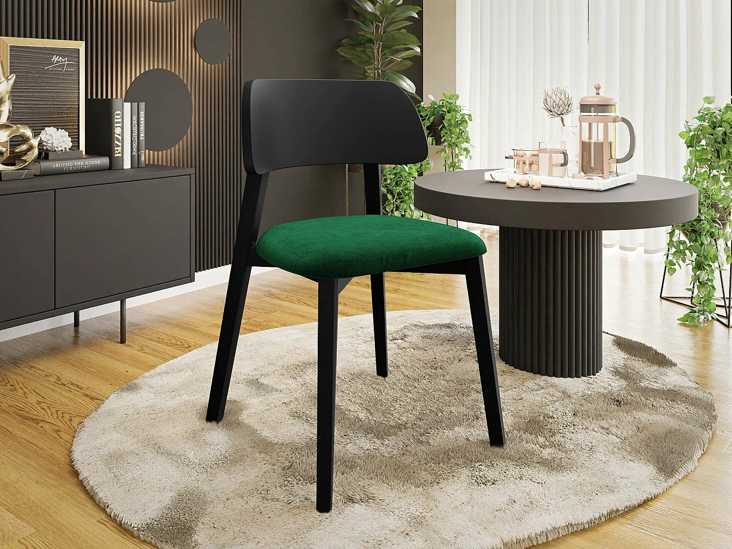 Chaise Jackson 112, 80x47x50cm, Tapisserie, En bois, Bois