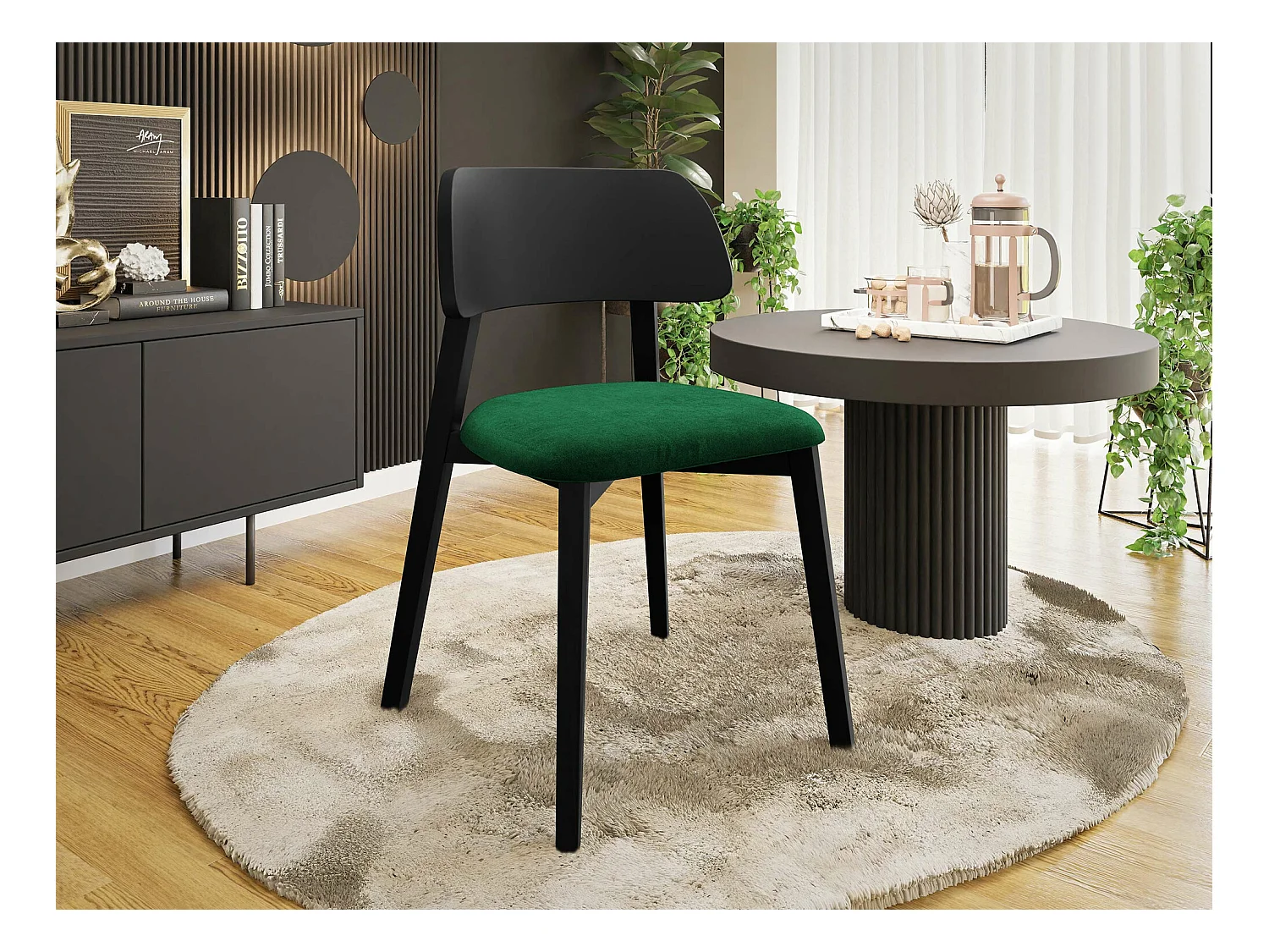 Sedia Jackson 112, 80x47x50cm, Arazzo, Di legno, Legno
