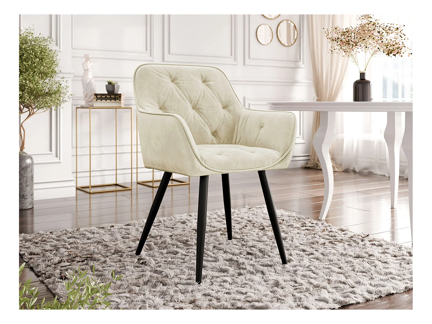 Chaise Jackson 115, 86x64x61cm, Tapisserie, Métallique, Stratifié