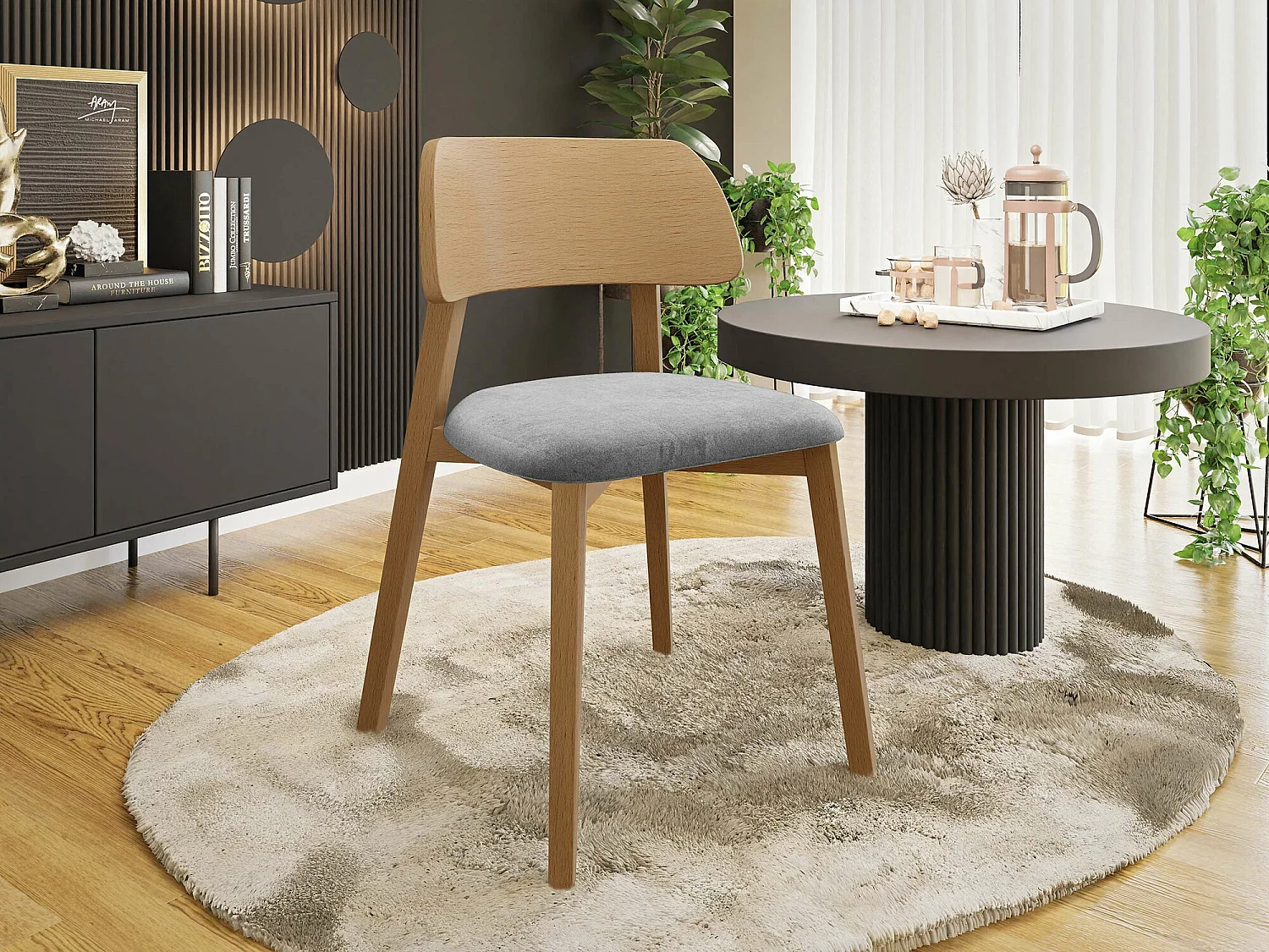 Silla Jackson 112, 80x47x50cm, Tapiz, De madera, Madera