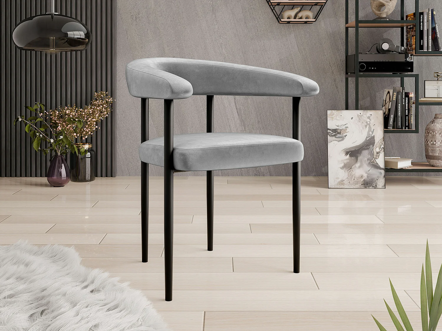 Chaise Jackson 110, 73x61x56cm, Tissu, Métallique, Bois