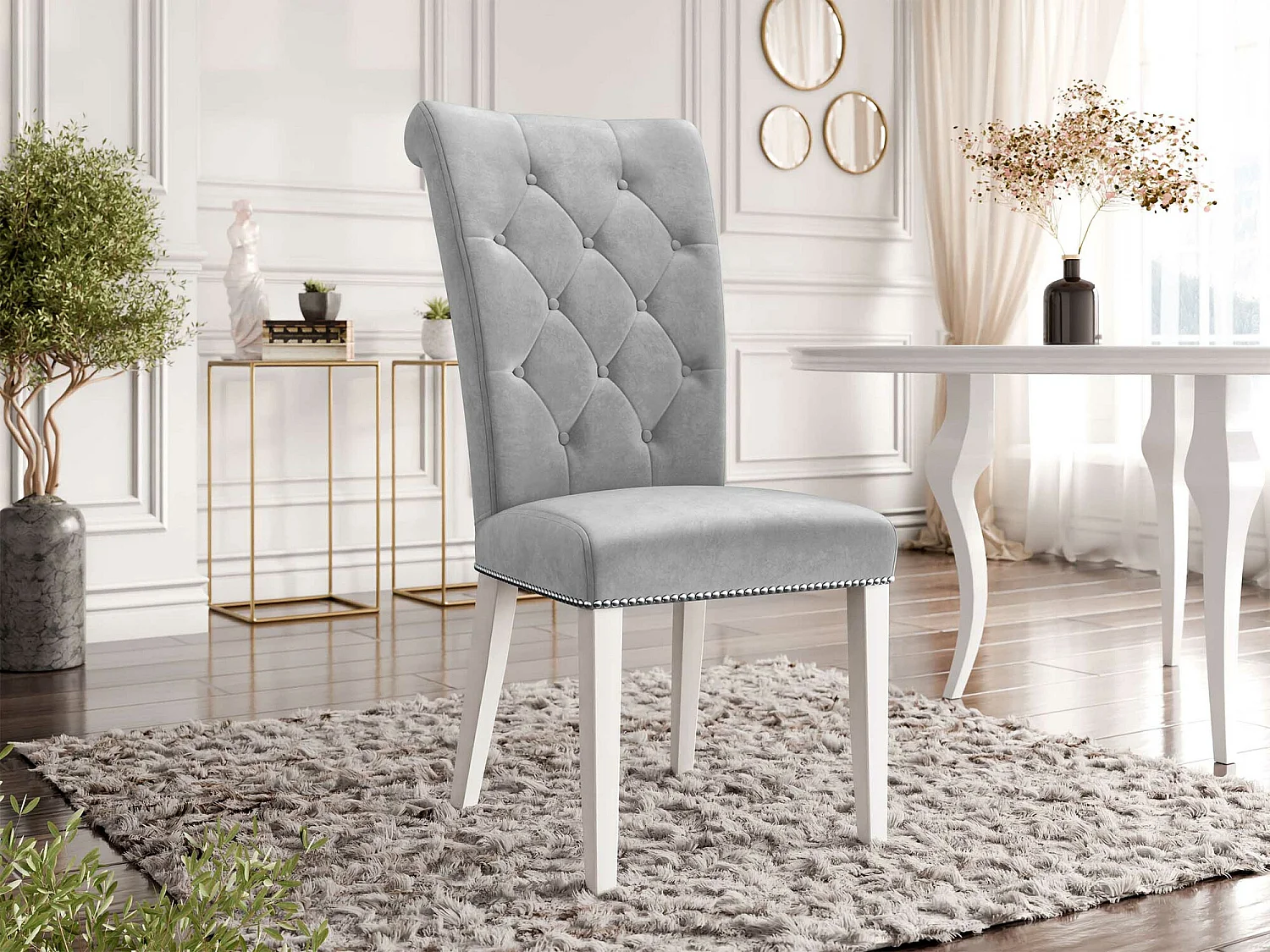 Chaise Jackson 111, 103x47x68cm, Tissu, En bois, Bois