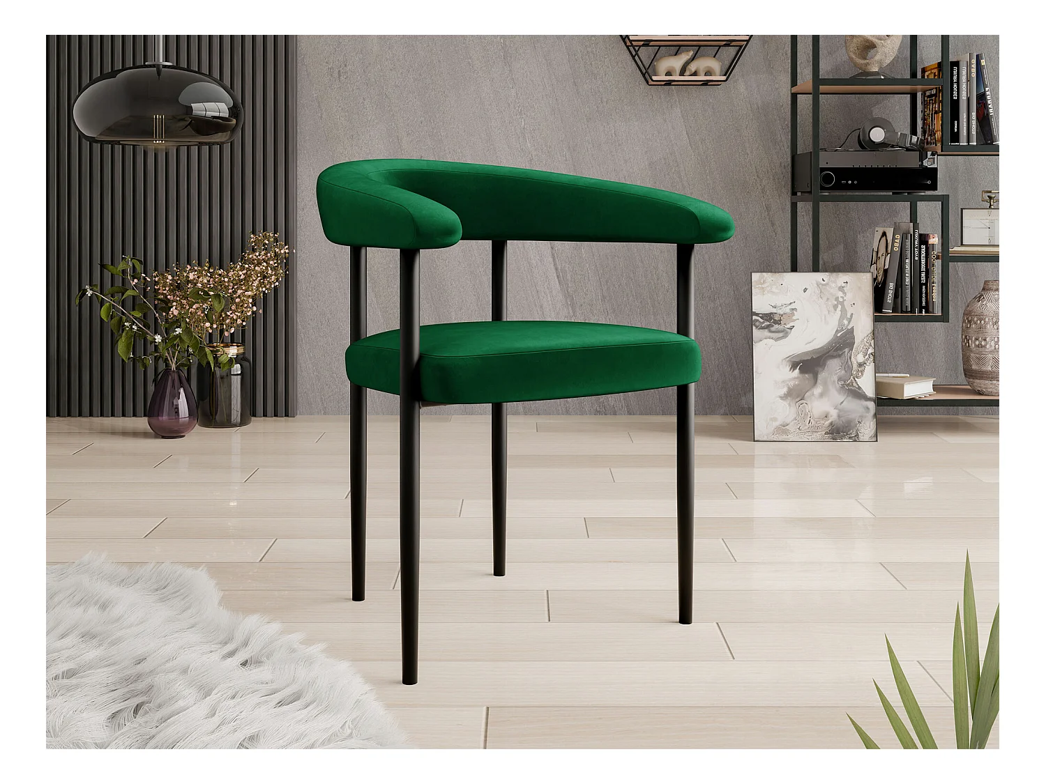 Chaise Jackson 110, 73x61x56cm, Tapisserie, Métallique, Bois