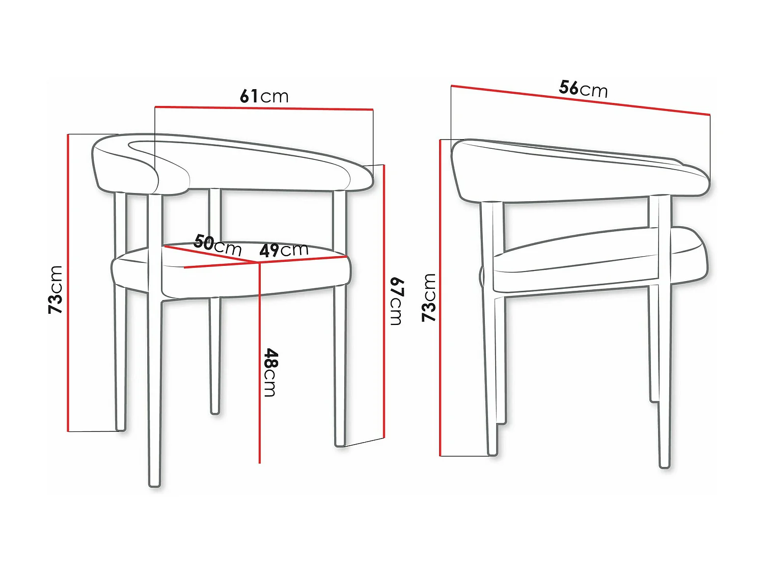 Silla Jackson 110, 73x61x56cm, Tapiz, Metálico, Madera