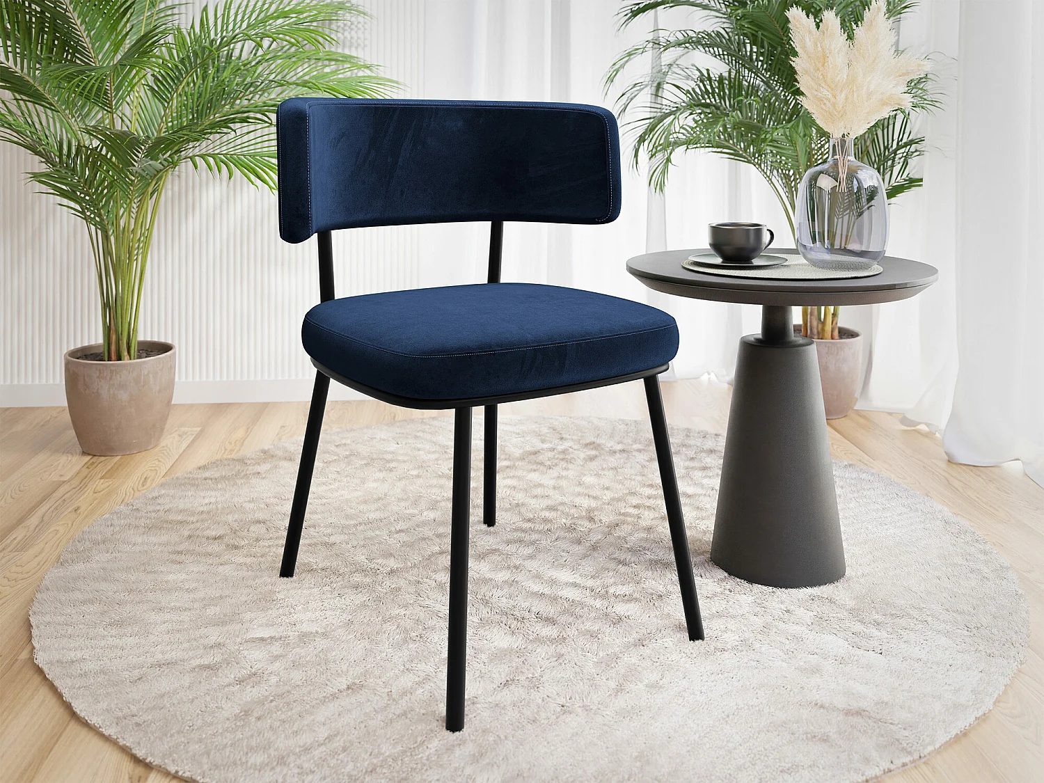 Chaise Jackson 114, 75x58x57cm, Tapisserie, Métallique, Stratifié