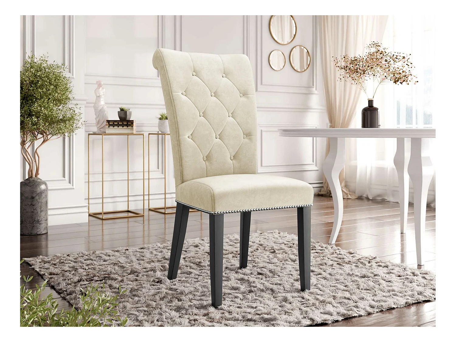 Chaise Jackson 111, 103x47x68cm, Tapisserie, En bois, Bois