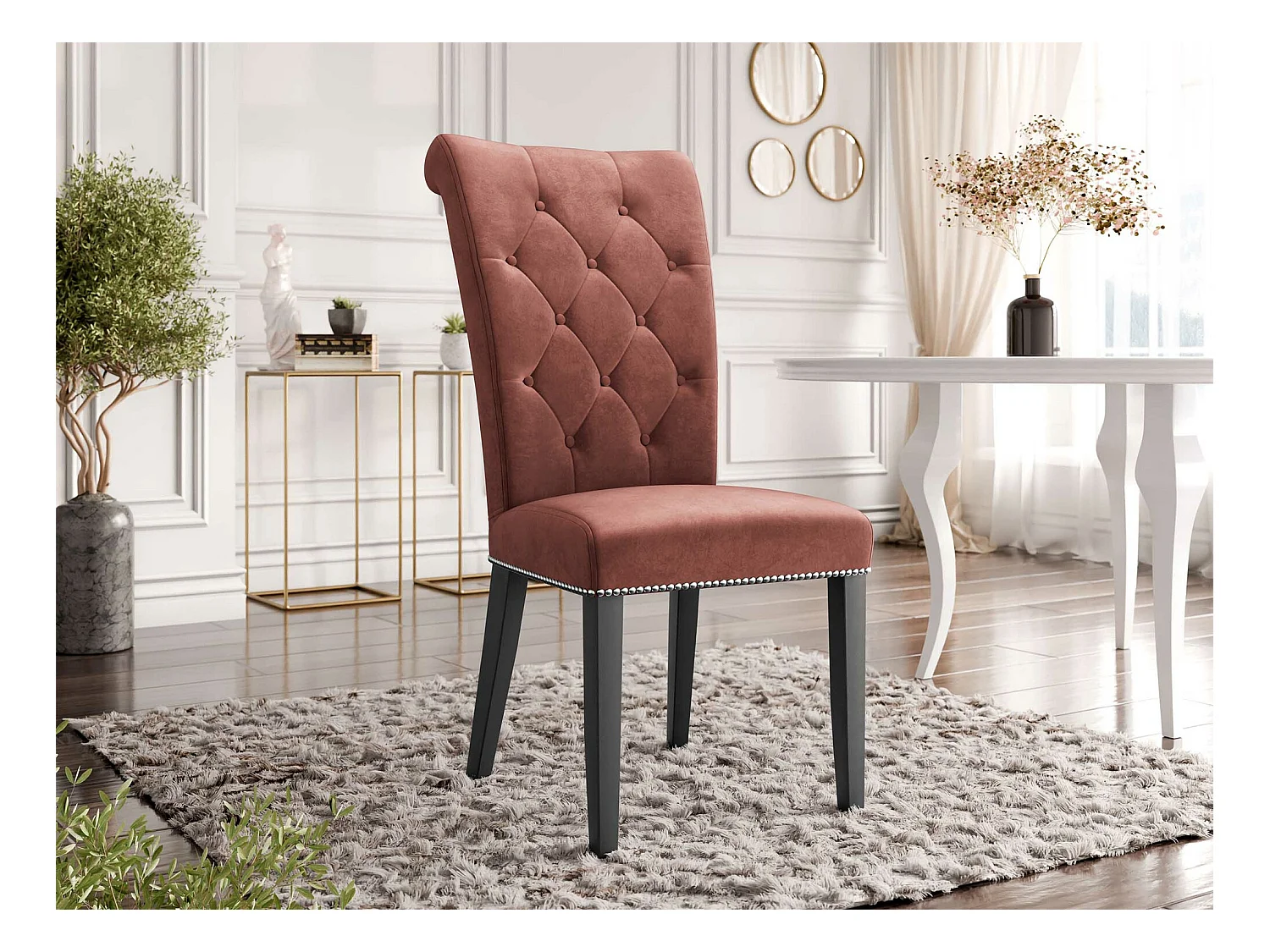 Chaise Jackson 111, 103x47x68cm, Tapisserie, En bois, Bois
