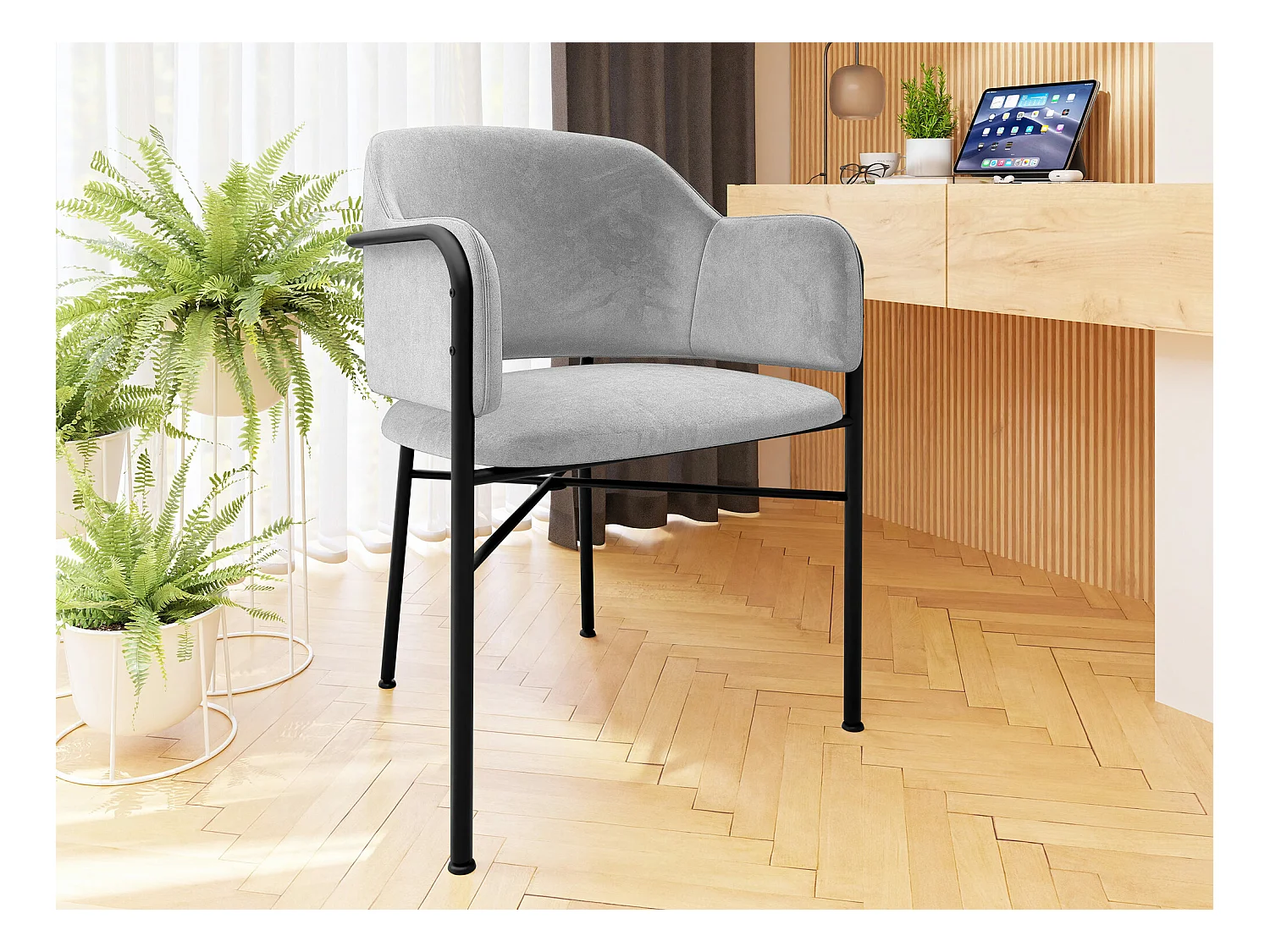 Chaise Jackson 113, 79x56x55cm, Tapisserie, Métallique, Stratifié