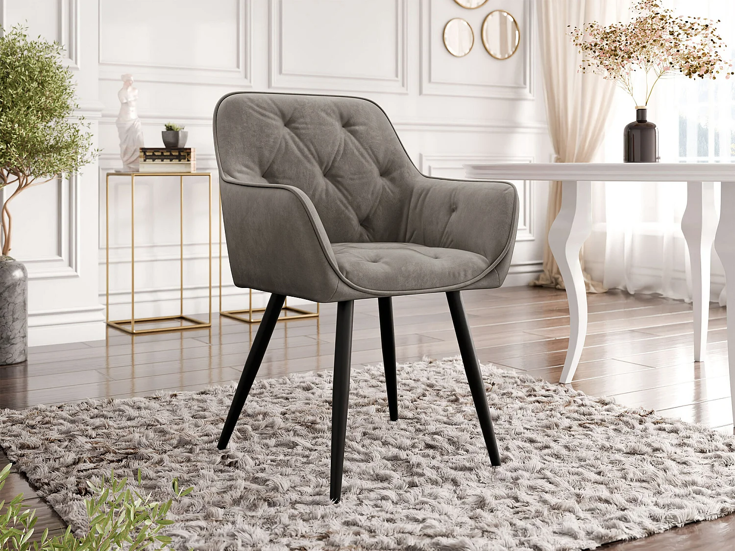 Silla Jackson 115, 86x64x61cm, Tapiz, Metálico, Aglomerado laminado