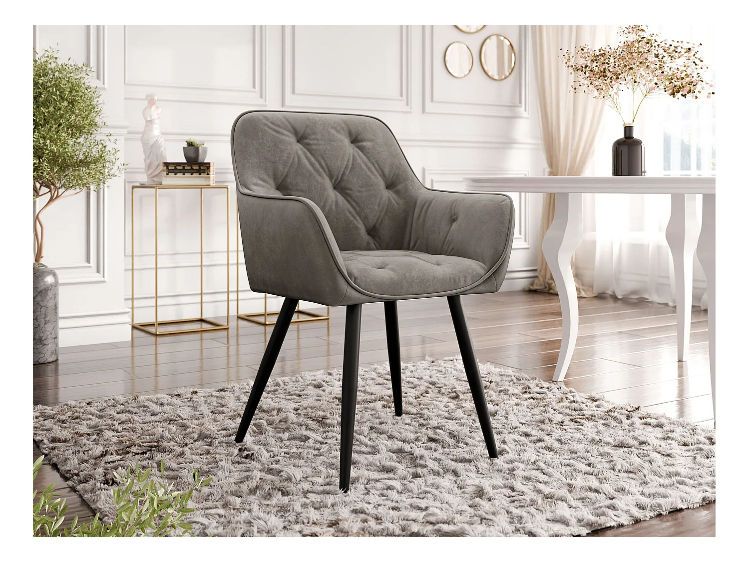 Chaise Jackson 115, 86x64x61cm, Tapisserie, Métallique, Stratifié