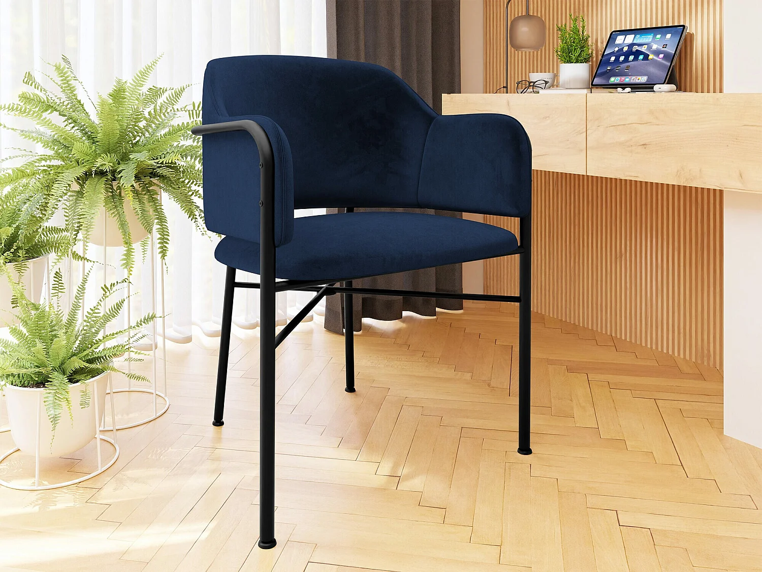 Chaise Jackson 113, 79x56x55cm, Tapisserie, Métallique, Stratifié