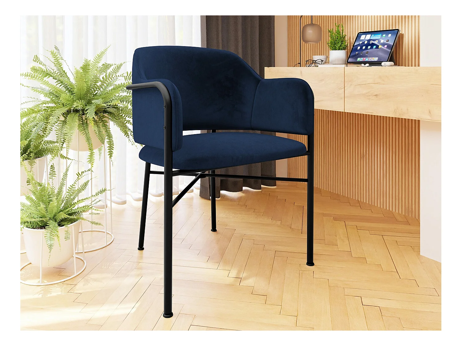 Chaise Jackson 113, 79x56x55cm, Tapisserie, Métallique, Stratifié