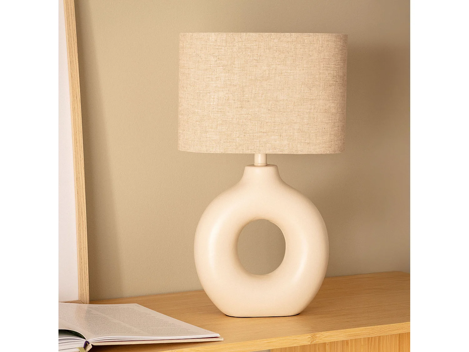 Lampe à poser Céramique et Tissu Memphis Beige