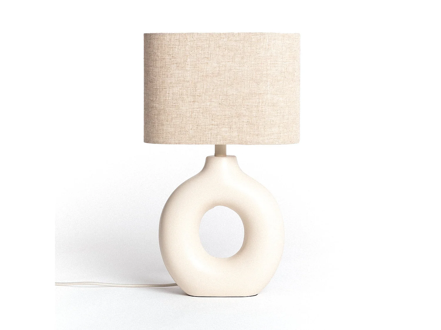 Lámpara de Mesa Cerámica y Tela Memphis Beige