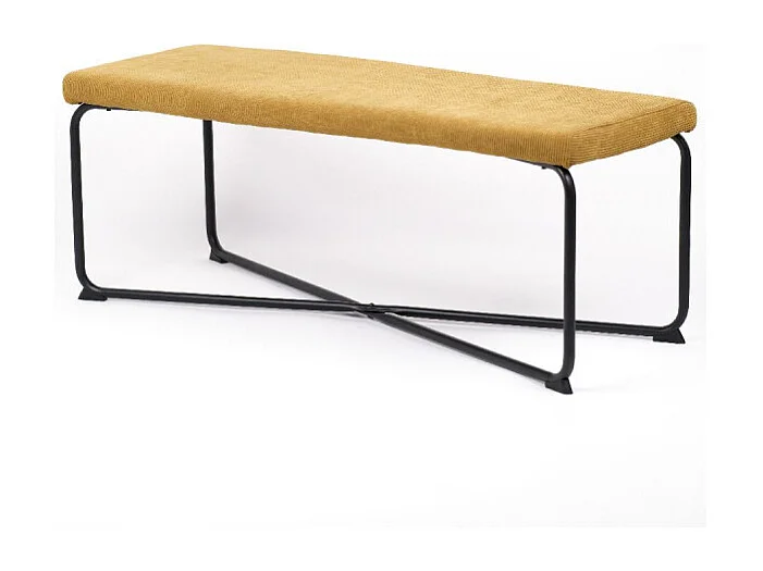 Banc en métal rembourré avec tissu motif velours côtelé Bronze 110x37x40 cm