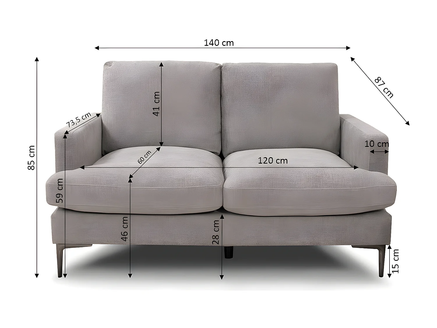 Sofa 2 Plazas Moretti 140cm + Sofa de 3 Plazas 170cm