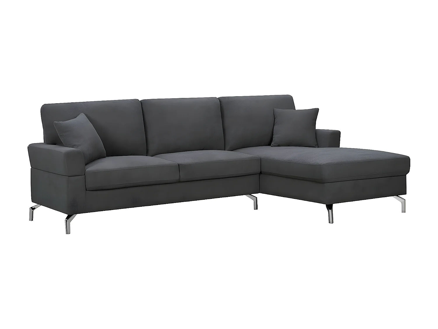 Sofa Chaise Longue Ellen 245cm, Gris Oscuro, Chaise Derecho