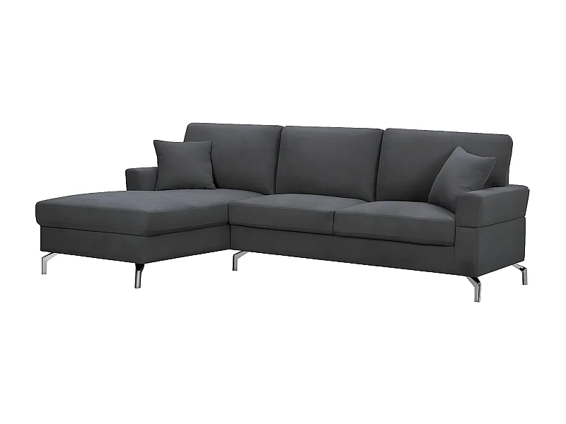Sofa Chaise Longue Ellen 245cm, Gris Oscuro, Chaise Izquierdo