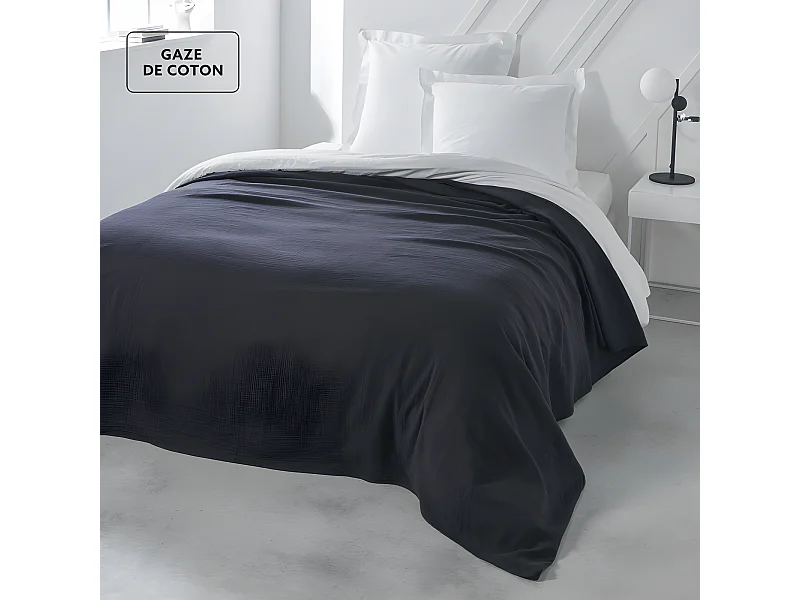 Foulard multiusos de algodón confeccionado con tejido de gasa. Colores lisos. 240x220cm Carbón