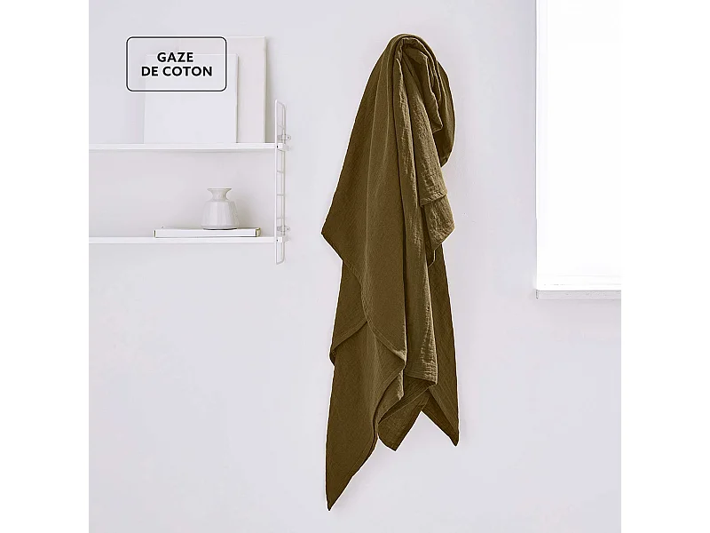 Foulard multiusos de algodón confeccionado con tejido de gasa. Colores lisos. 150x200cm Bronce