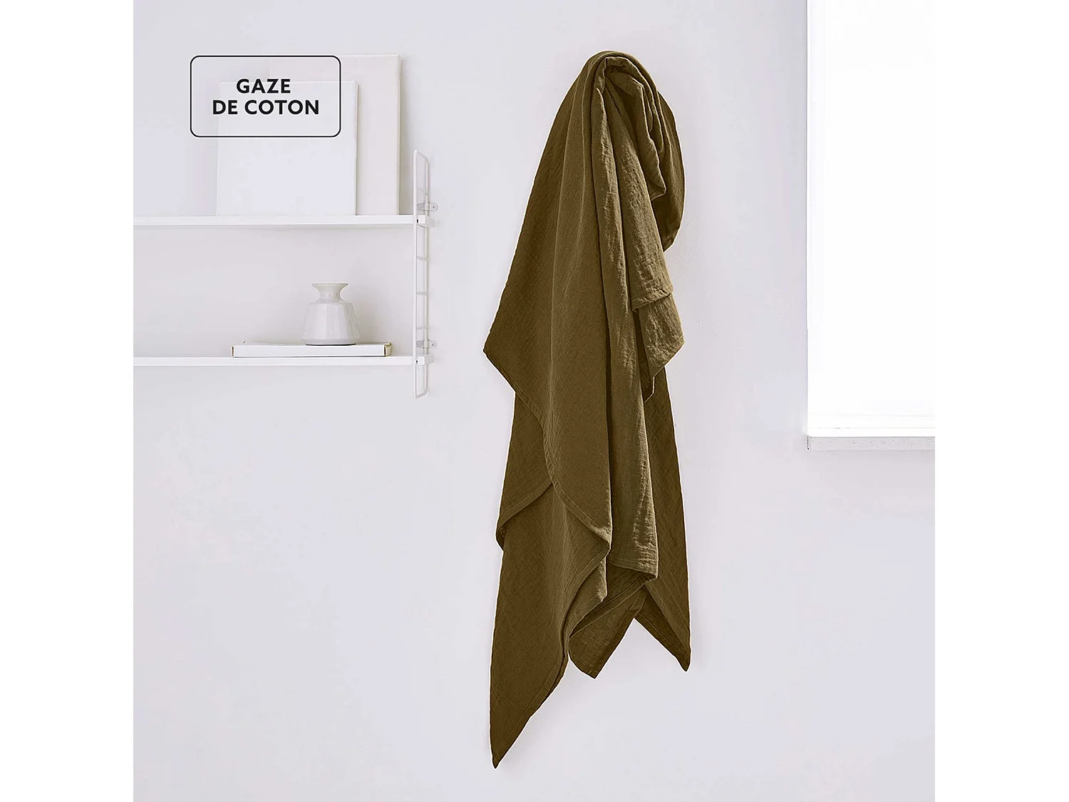 Foulard en coton polyvalent fabriqué avec du tissu de gaze. Couleurs unies. 150x200cm Bronze