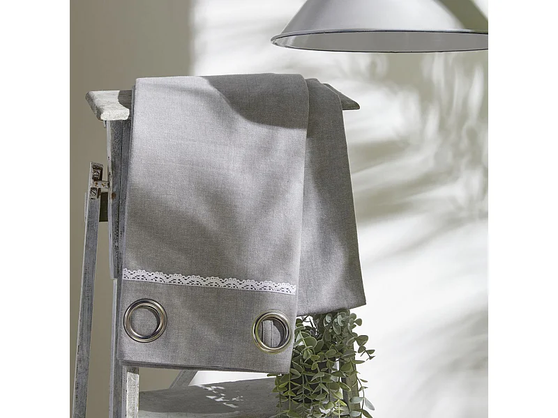 Tenda con applicazioni, 100% cotone. M/HomeGris.19 140x240cm