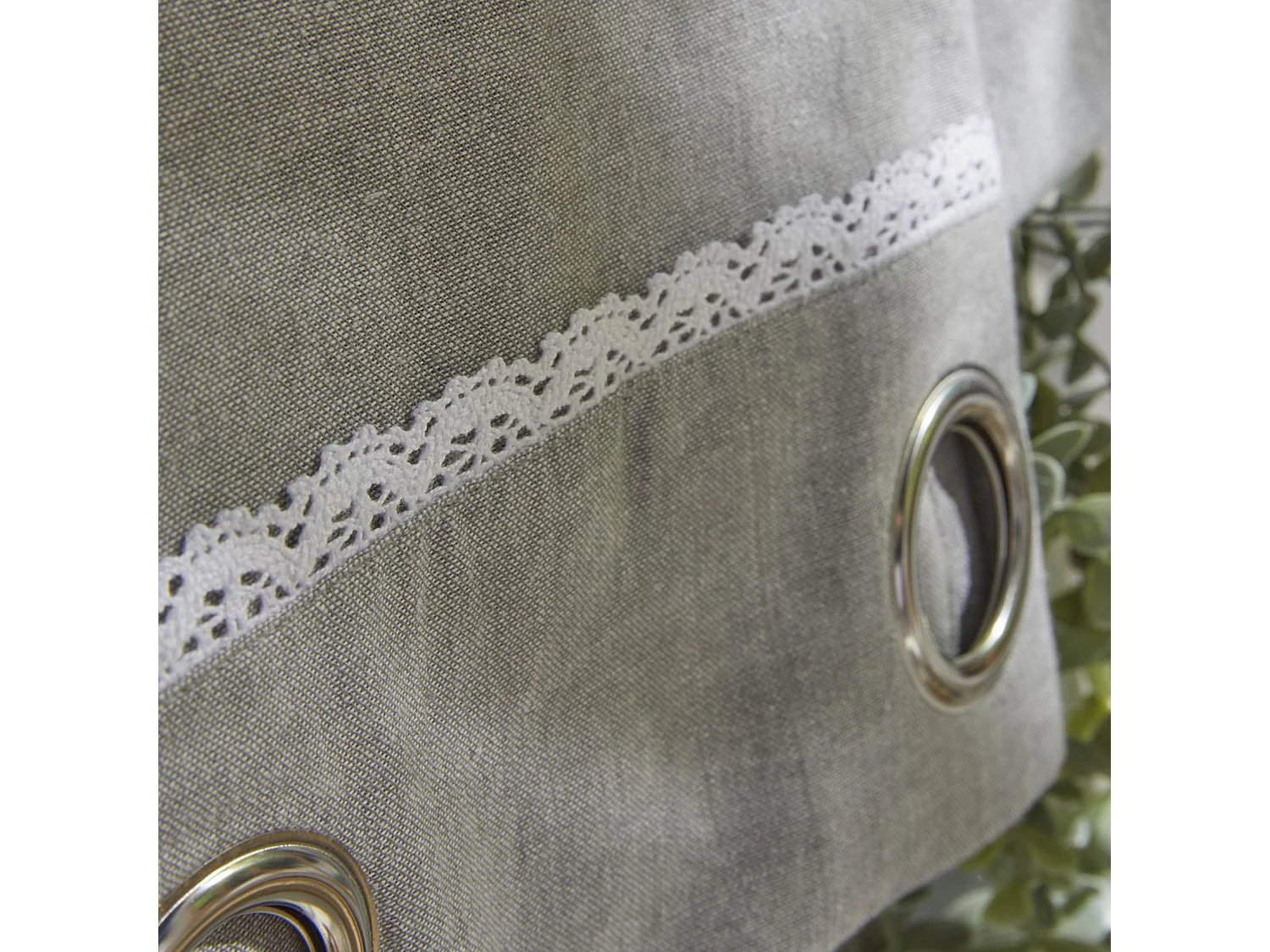 Cortina con apliques, 100% algodón. M/HomeGris.19 140x240cm