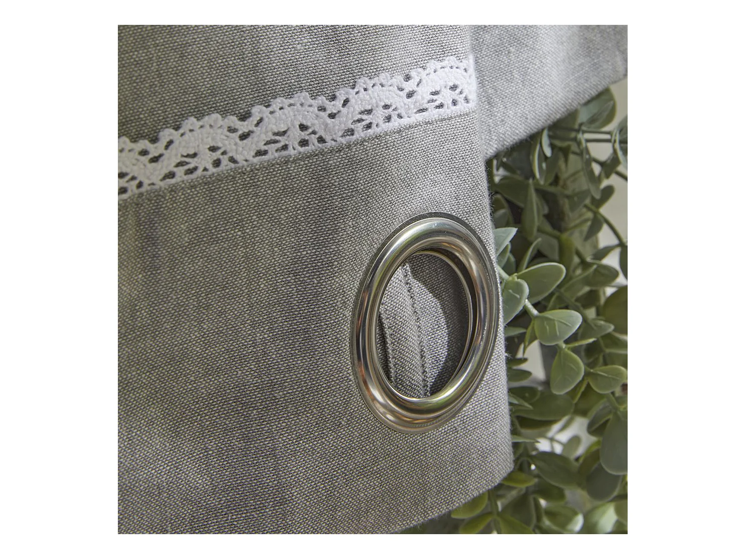 Cortina con apliques, 100% algodón. M/HomeGris.19 140x240cm