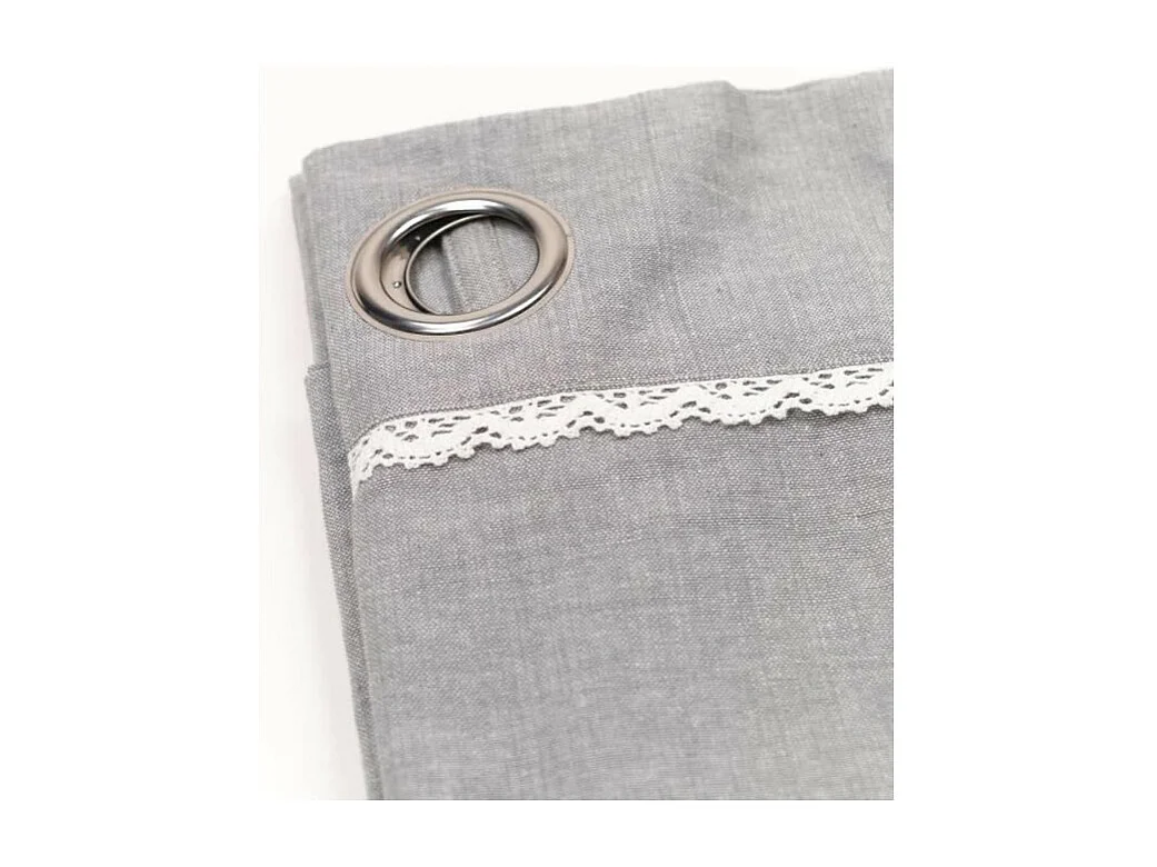 Cortina con apliques, 100% algodón. M/HomeGris.19 140x240cm