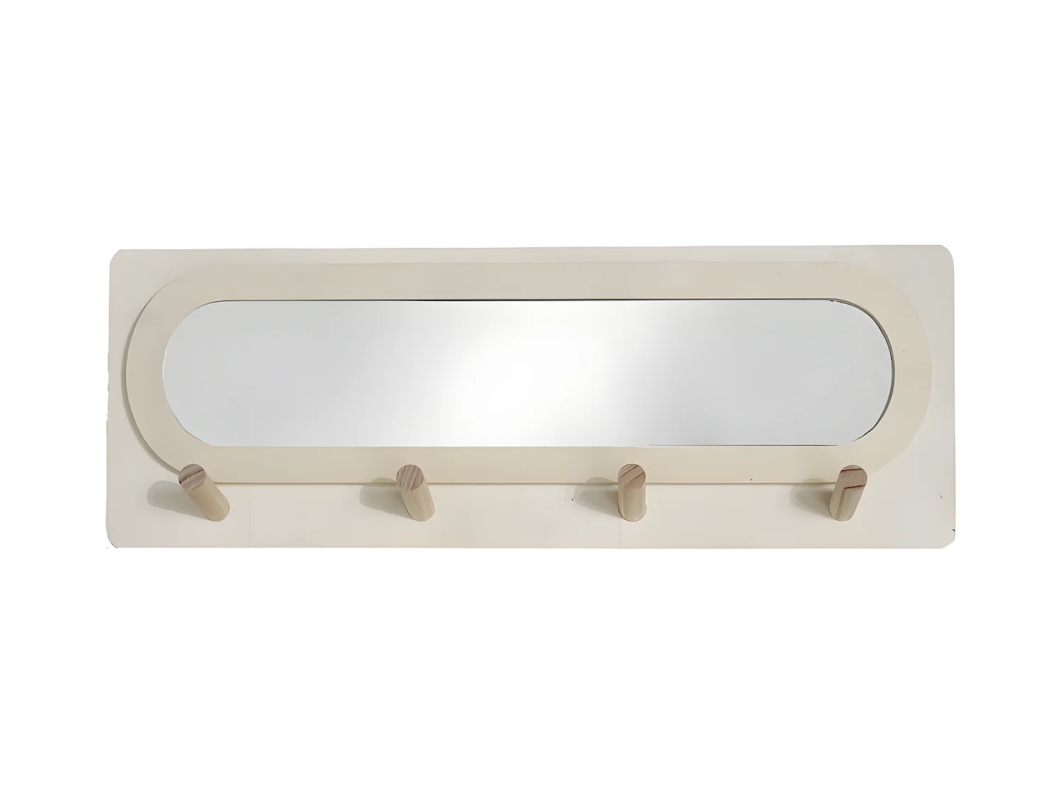 Cintre avec miroir de couleur naturelle. 70x25cm