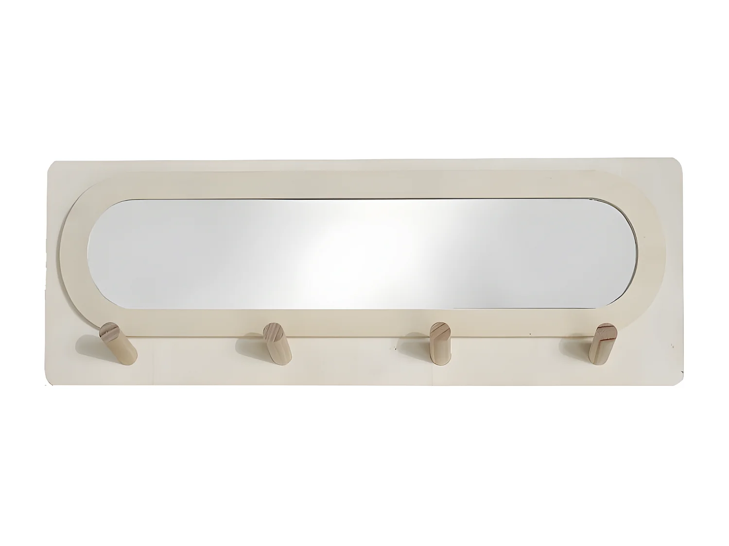 Cintre avec miroir de couleur naturelle. 70x25cm