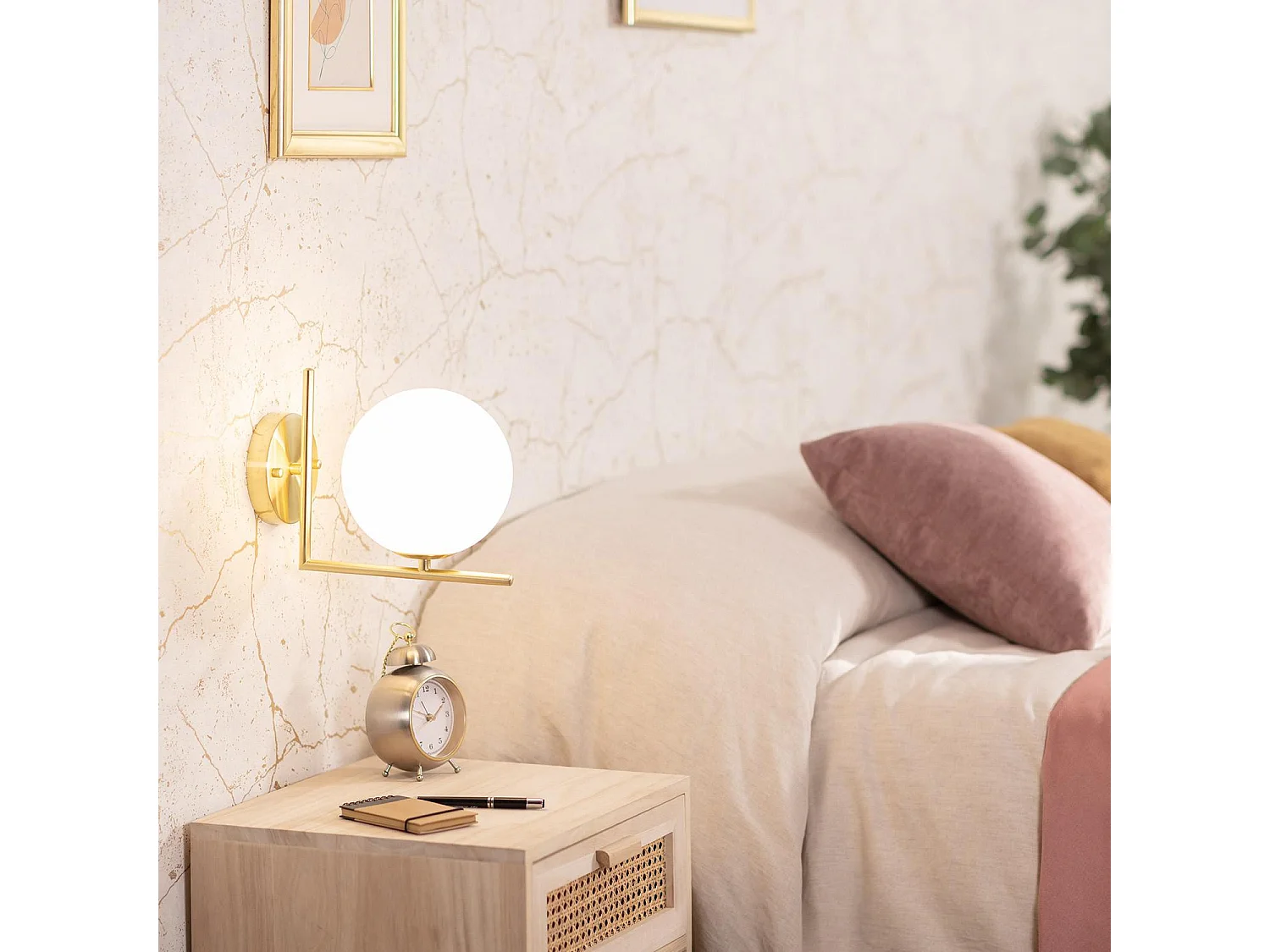 Lampada da Parete Metallo e Vetro Moonlight Design Oro