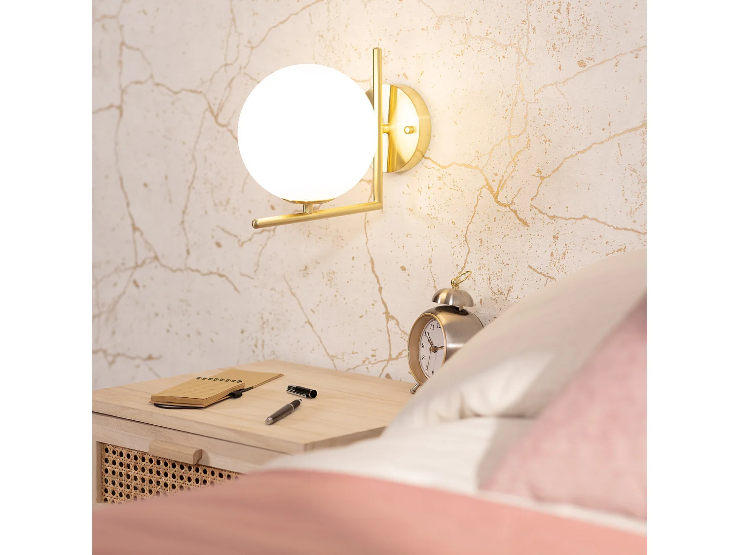 Lampada da Parete Metallo e Vetro Moonlight Design Oro