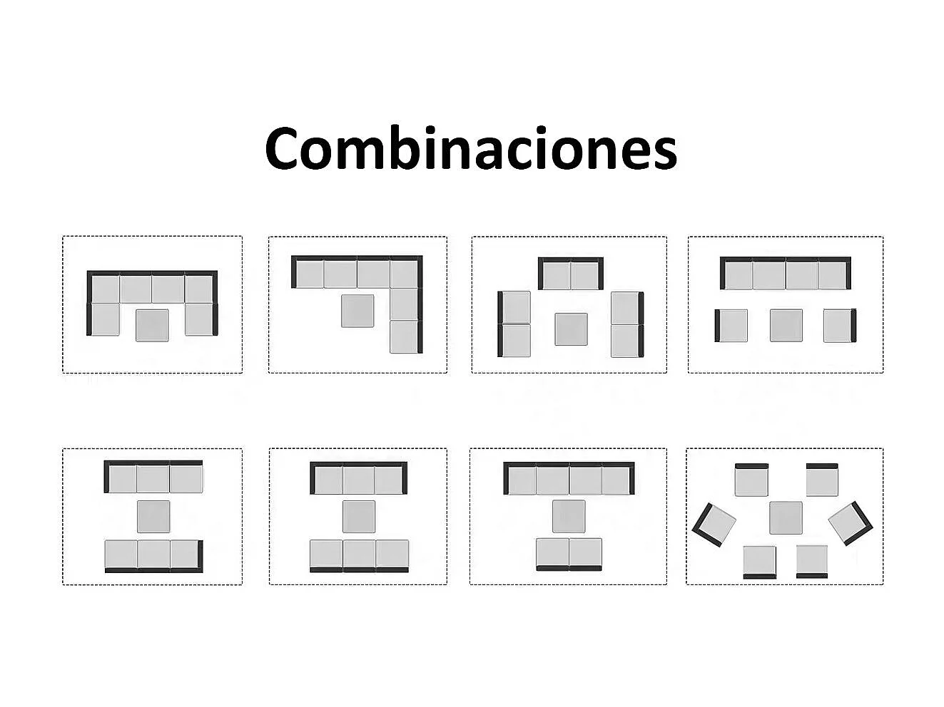 Conjunto de Sofá de Exterior em Rattan PE, 7 peças. Móveis de jardim e terraço, Cinza