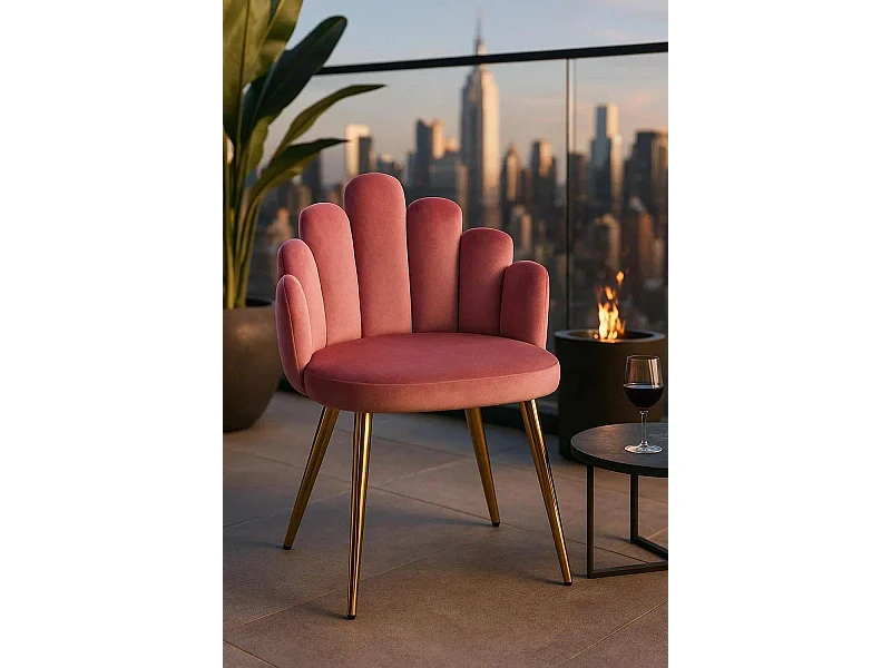 Sillas Comedor - Silla Hand Gold Terciopelo - Rosa