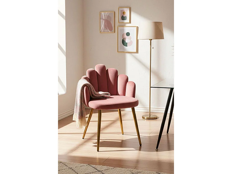 Sillas Comedor - Silla Hand Gold Terciopelo - Rosa