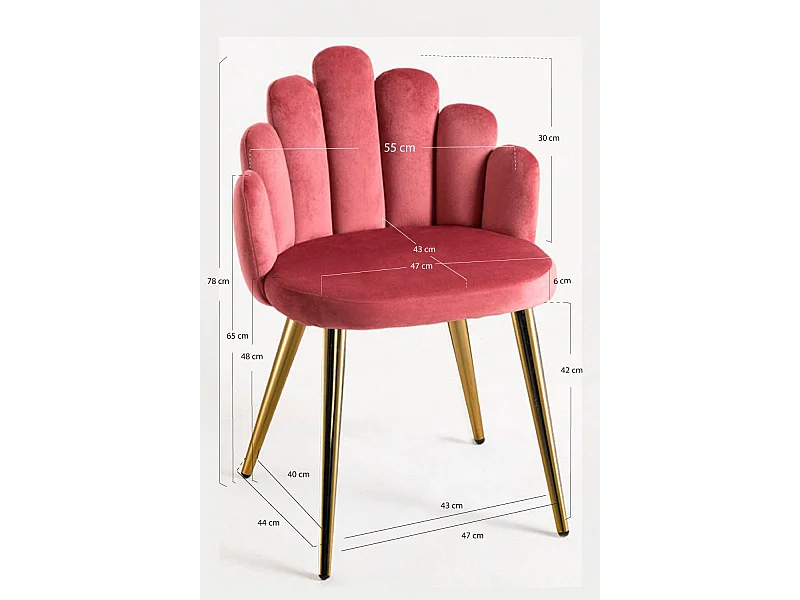 Sillas Comedor - Silla Hand Gold Terciopelo - Rosa