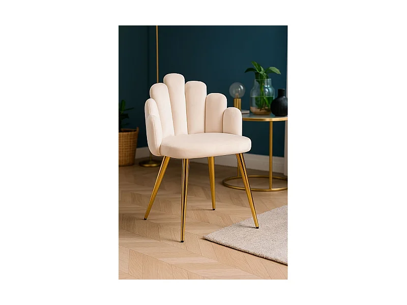 Sillas Comedor - Silla Hand Gold Terciopelo - Beige
