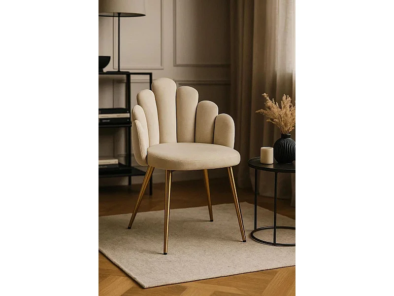 Sillas Comedor - Silla Hand Gold Terciopelo - Beige