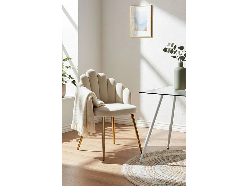 Sillas Comedor - Silla Hand Gold Terciopelo - Beige