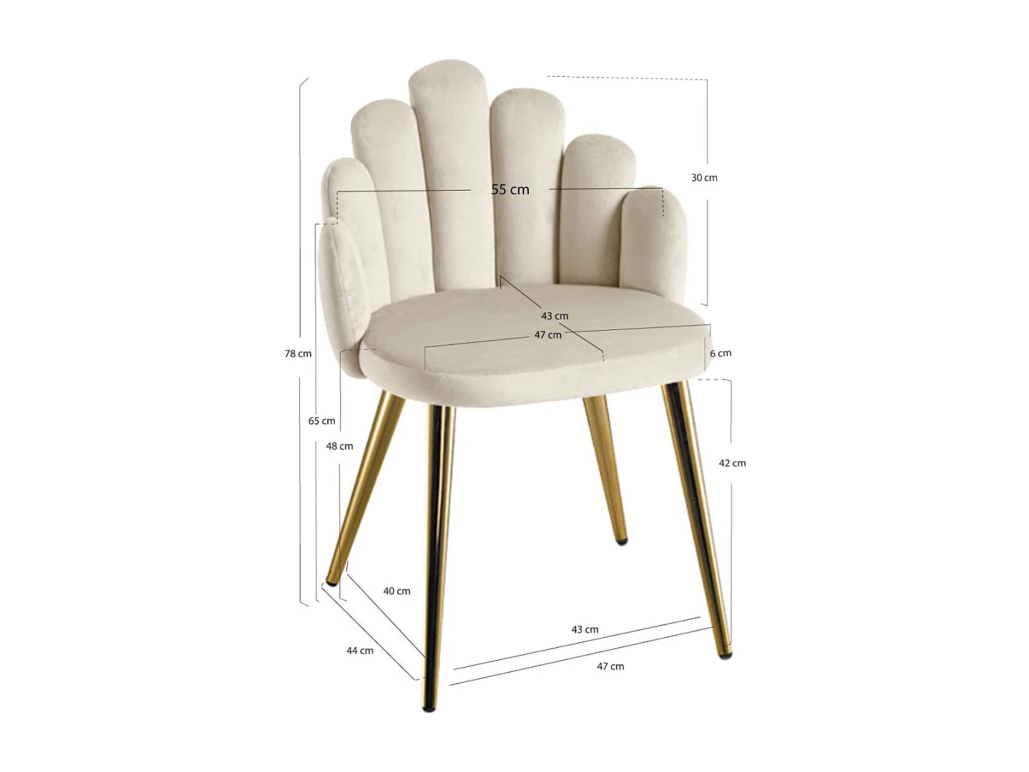 Sillas Comedor - Silla Hand Gold Terciopelo - Beige