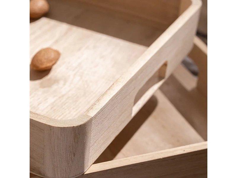 Set van 2 rechthoekige houten dienbladen 35x45x4,5cm