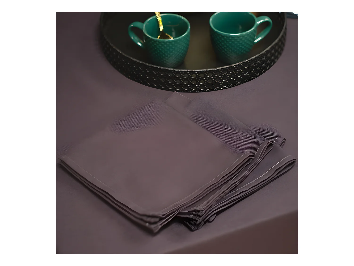 Set van 4 effen servetten effen kleuren Zwart 40x40