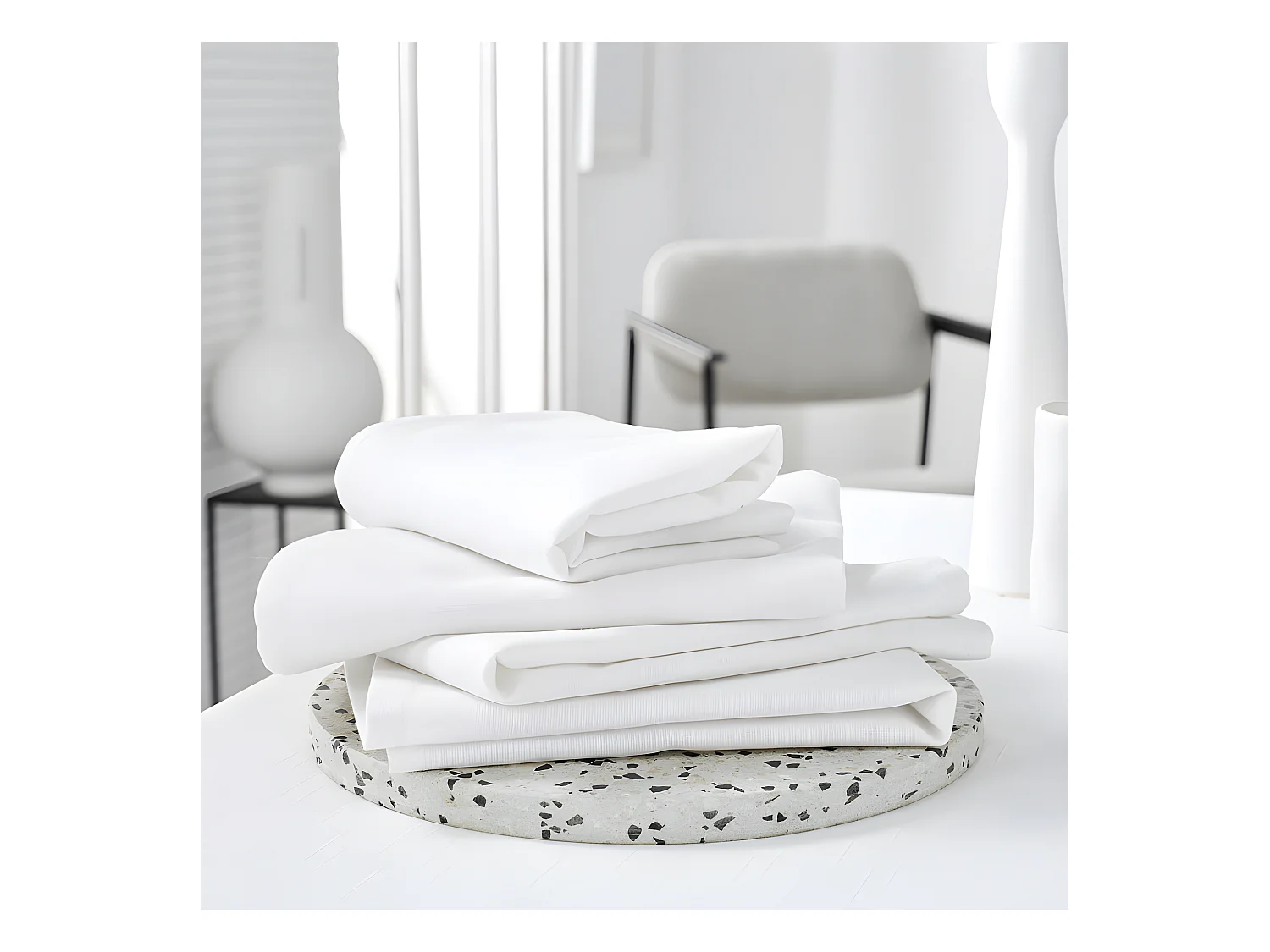 Pack de 4 serviettes unies couleurs unies Blanc 40x40cm
