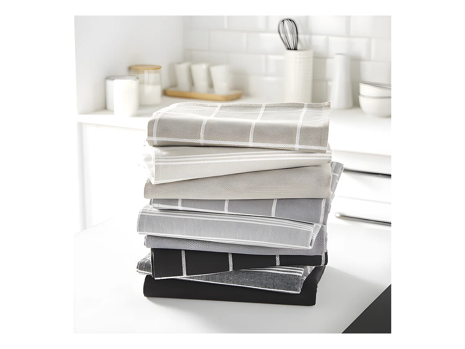 Lot de 3 chiffons en coton assortis. Acier à double bande